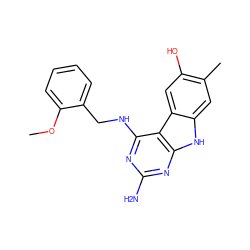 COc1ccccc1CNc1nc(N)nc2[nH]c3cc(C)c(O)cc3c12 ZINC001772620048