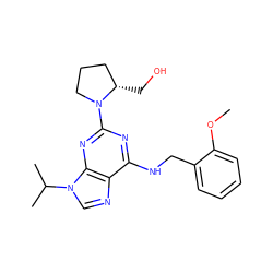 COc1ccccc1CNc1nc(N2CCC[C@@H]2CO)nc2c1ncn2C(C)C ZINC000013834645