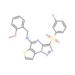 COc1ccccc1CNc1nc2c(S(=O)(=O)c3cccc(Cl)c3)nnn2c2ccsc12 ZINC000010272518