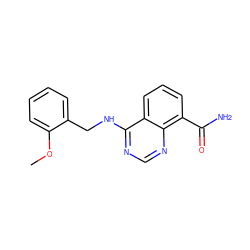 COc1ccccc1CNc1ncnc2c(C(N)=O)cccc12 ZINC000114344430