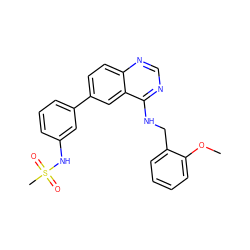 COc1ccccc1CNc1ncnc2ccc(-c3cccc(NS(C)(=O)=O)c3)cc12 ZINC000004239386