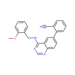 COc1ccccc1CNc1ncnc2ccc(-c3ccccc3C#N)cc12 ZINC000004264608