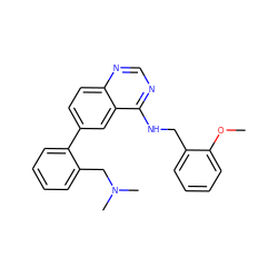 COc1ccccc1CNc1ncnc2ccc(-c3ccccc3CN(C)C)cc12 ZINC000004267818