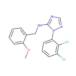 COc1ccccc1CNc1ncnn1-c1cccc(Cl)c1Cl ZINC000029126369