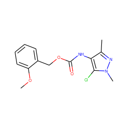 COc1ccccc1COC(=O)Nc1c(C)nn(C)c1Cl ZINC000004072959