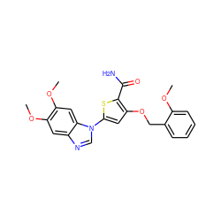 COc1ccccc1COc1cc(-n2cnc3cc(OC)c(OC)cc32)sc1C(N)=O ZINC000040406884