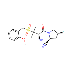 COc1ccccc1CS(=O)(=O)C(C)(C)[C@H](N)C(=O)N1C[C@@H](F)C[C@H]1C#N ZINC000028565660