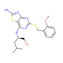 COc1ccccc1CSc1nc(N[C@@H](CO)CC(C)C)c2sc(N)nc2n1 ZINC000038468173