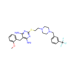 COc1ccccc1Cc1c(N)nc(SCCN2CCN(Cc3cccc(C(F)(F)F)c3)CC2)nc1N ZINC000022450571