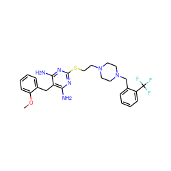 COc1ccccc1Cc1c(N)nc(SCCN2CCN(Cc3ccccc3C(F)(F)F)CC2)nc1N ZINC000026838483