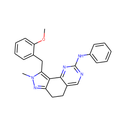 COc1ccccc1Cc1c2c(nn1C)CCc1cnc(Nc3ccccc3)nc1-2 ZINC000169702172