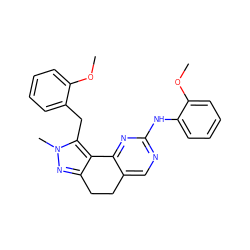 COc1ccccc1Cc1c2c(nn1C)CCc1cnc(Nc3ccccc3OC)nc1-2 ZINC000169702175