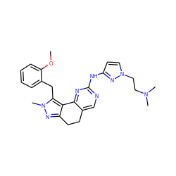 COc1ccccc1Cc1c2c(nn1C)CCc1cnc(Nc3ccn(CCN(C)C)n3)nc1-2 ZINC000169702304