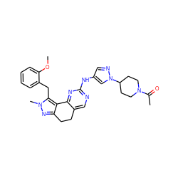 COc1ccccc1Cc1c2c(nn1C)CCc1cnc(Nc3cnn(C4CCN(C(C)=O)CC4)c3)nc1-2 ZINC000141177917