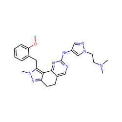 COc1ccccc1Cc1c2c(nn1C)CCc1cnc(Nc3cnn(CCN(C)C)c3)nc1-2 ZINC000169702327