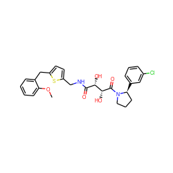 COc1ccccc1Cc1ccc(CNC(=O)[C@H](O)[C@@H](O)C(=O)N2CCC[C@@H]2c2cccc(Cl)c2)s1 ZINC000071333638
