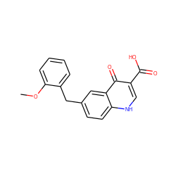 COc1ccccc1Cc1ccc2[nH]cc(C(=O)O)c(=O)c2c1 ZINC000043018120