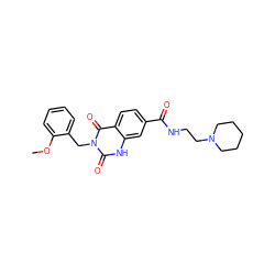 COc1ccccc1Cn1c(=O)[nH]c2cc(C(=O)NCCN3CCCCC3)ccc2c1=O ZINC000028640937