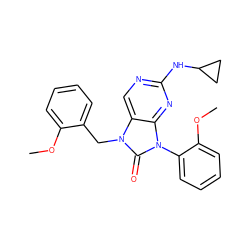 COc1ccccc1Cn1c(=O)n(-c2ccccc2OC)c2nc(NC3CC3)ncc21 ZINC000040404221