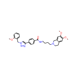 COc1ccccc1Cn1cc(-c2ccc(C(=O)NCCCCN3CCc4cc(OC)c(OC)cc4C3)cc2)nn1 ZINC000169344536