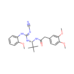 COc1ccccc1N/C(=N\C#N)N[C@H](NC(=O)Cc1ccc(OC)c(OC)c1)C(C)(C)C ZINC000040949388