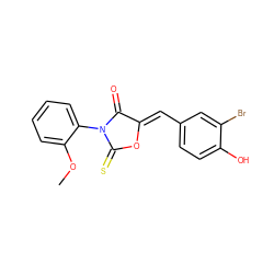 COc1ccccc1N1C(=O)/C(=C/c2ccc(O)c(Br)c2)OC1=S ZINC000084619712