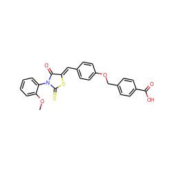 COc1ccccc1N1C(=O)/C(=C/c2ccc(OCc3ccc(C(=O)O)cc3)cc2)SC1=S ZINC000473152344