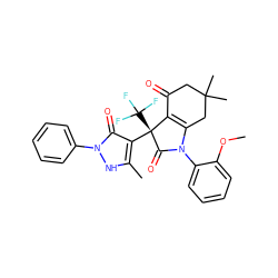 COc1ccccc1N1C(=O)[C@@](c2c(C)[nH]n(-c3ccccc3)c2=O)(C(F)(F)F)C2=C1CC(C)(C)CC2=O ZINC000040421183