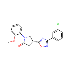 COc1ccccc1N1C[C@H](c2nc(-c3cccc(Cl)c3)no2)CC1=O ZINC000038913971