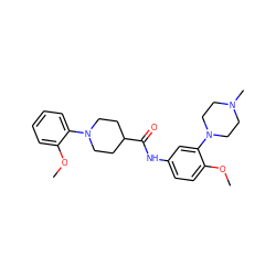 COc1ccccc1N1CCC(C(=O)Nc2ccc(OC)c(N3CCN(C)CC3)c2)CC1 ZINC000028524685