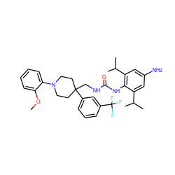 COc1ccccc1N1CCC(CNC(=O)Nc2c(C(C)C)cc(N)cc2C(C)C)(c2cccc(C(F)(F)F)c2)CC1 ZINC000044359050