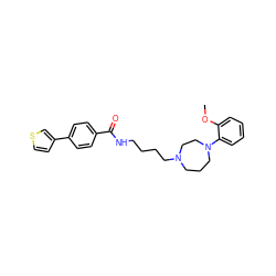 COc1ccccc1N1CCCN(CCCCNC(=O)c2ccc(-c3ccsc3)cc2)CC1 ZINC000096270639