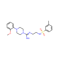 COc1ccccc1N1CCN(/C(N)=N/CCNS(=O)(=O)c2cccc(C)c2)CC1 ZINC000043016107