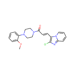 COc1ccccc1N1CCN(C(=O)/C=C/c2c(Cl)nc3ccccn23)CC1 ZINC000003231157