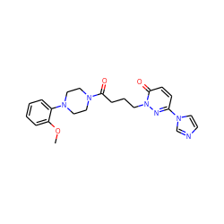 COc1ccccc1N1CCN(C(=O)CCCn2nc(-n3ccnc3)ccc2=O)CC1 ZINC000040949645