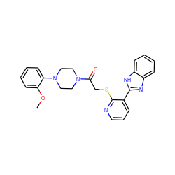 COc1ccccc1N1CCN(C(=O)CSc2ncccc2-c2nc3ccccc3[nH]2)CC1 ZINC000004093224