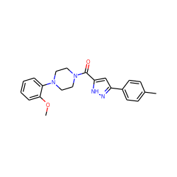 COc1ccccc1N1CCN(C(=O)c2cc(-c3ccc(C)cc3)n[nH]2)CC1 ZINC000013366568