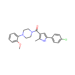 COc1ccccc1N1CCN(C(=O)c2cc(-c3ccc(Cl)cc3)[nH]c2C)CC1 ZINC000071296943