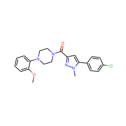 COc1ccccc1N1CCN(C(=O)c2cc(-c3ccc(Cl)cc3)n(C)n2)CC1 ZINC000071329317