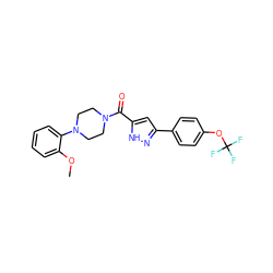 COc1ccccc1N1CCN(C(=O)c2cc(-c3ccc(OC(F)(F)F)cc3)n[nH]2)CC1 ZINC000071317075