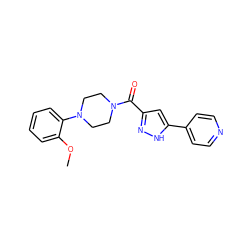 COc1ccccc1N1CCN(C(=O)c2cc(-c3ccncc3)[nH]n2)CC1 ZINC000071318214