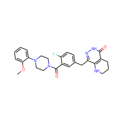 COc1ccccc1N1CCN(C(=O)c2cc(Cc3n[nH]c(=O)c4c3NCCC4)ccc2F)CC1 ZINC000148067410