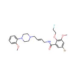 COc1ccccc1N1CCN(C/C=C/CNC(=O)c2cc(Br)cc(OC)c2OCCF)CC1 ZINC000066111625