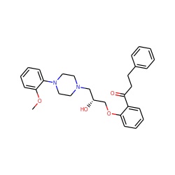 COc1ccccc1N1CCN(C[C@@H](O)COc2ccccc2C(=O)CCc2ccccc2)CC1 ZINC000013529316
