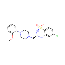 COc1ccccc1N1CCN(C[C@@H]2Nc3cc(Cl)ccc3S(=O)(=O)N2)CC1 ZINC000028124019