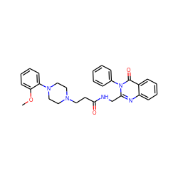 COc1ccccc1N1CCN(CCC(=O)NCc2nc3ccccc3c(=O)n2-c2ccccc2)CC1 ZINC000029123438