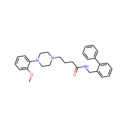 COc1ccccc1N1CCN(CCCC(=O)NCc2ccccc2-c2ccccc2)CC1 ZINC000207223857