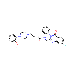 COc1ccccc1N1CCN(CCCC(=O)NCc2nc3cc(F)ccc3c(=O)n2-c2ccccc2)CC1 ZINC000029123487