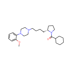 COc1ccccc1N1CCN(CCCC[C@@H]2CCCN2C(=O)C2CCCCC2)CC1 ZINC000028819994