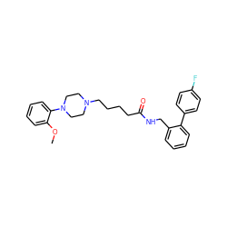 COc1ccccc1N1CCN(CCCCC(=O)NCc2ccccc2-c2ccc(F)cc2)CC1 ZINC000207265503